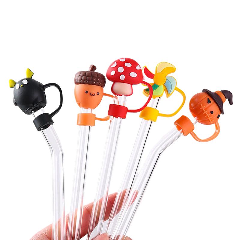Tappo per Cannuccia Sigillante in Silicone Riutilizzabile Tappo Antipolvere per Bevande Cartoni Animati Tappi Punte Copertura Set Tazza da Cucina Accessori Fai-da-te Vendita all'Ingrosso