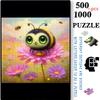 500-1000pcs Bee & Flower Puzzle - White Card DIY Jigsaw Suitable for &, Cute Bee & Flower Patterns, /Mother's Day Gift, Handmade Craft Project, Portab