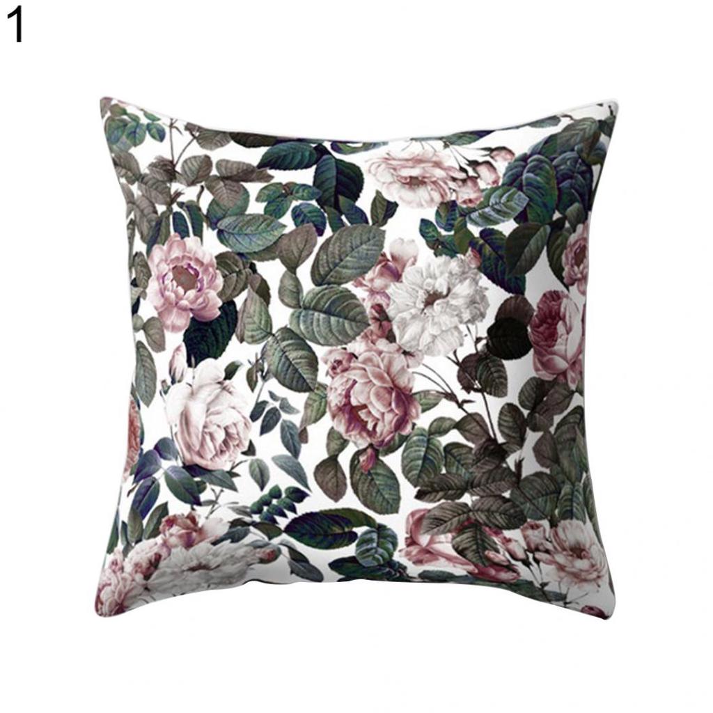 Fashion Flower Green Leaves Cushion Cover Pillow Case Car Home Bed Sofa Decor