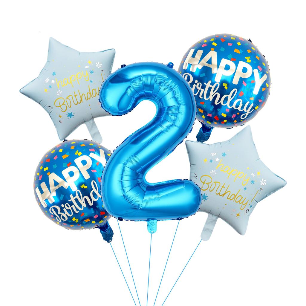 32 Inch Blue Digital Aluminum Film Balloon Set Birthday Party Decoration Atmosphere Balloon Scene Arrangement