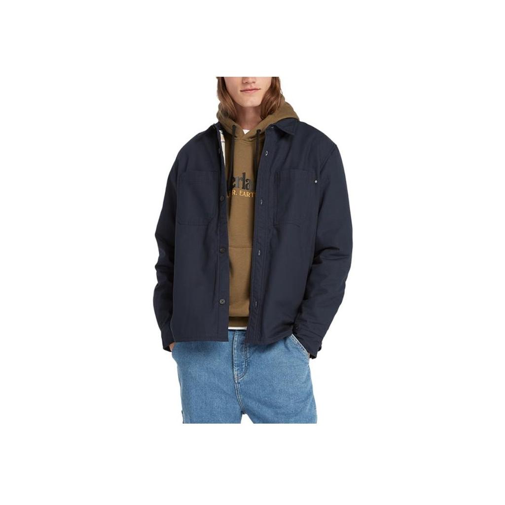 Timberland Solid Color Pocket Spliced Outdoor Casual Long Sleeve Shirt Men shirts Deep-Sapphire-Blue A2CS7-433