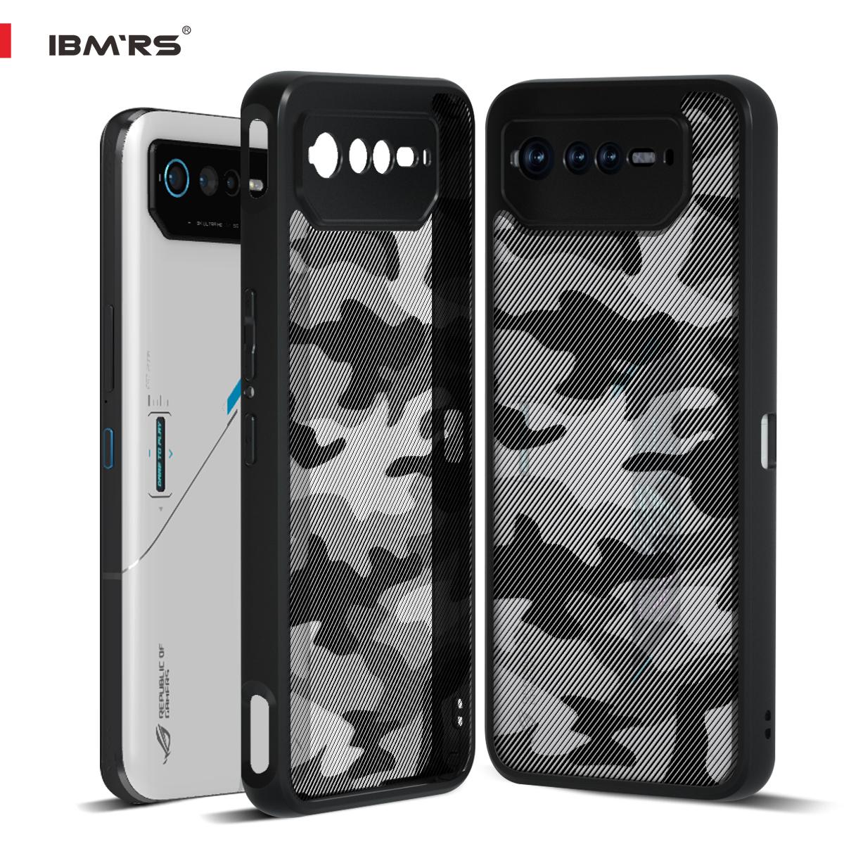 

(В комплекте ремешок на запястье)Чехол IBMRS для Asus ROG Phone 6/6Pro/6D, армейский дизайн, твердый противоударный защитный чехол - черный камуфляж Art Camo