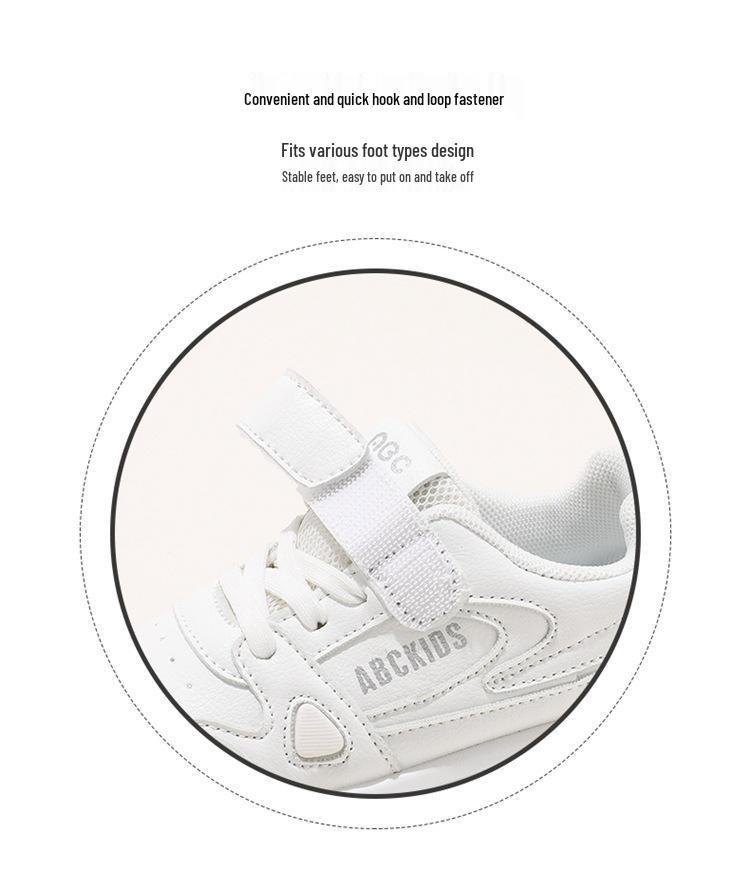 ABC Kids 6137 Unisex Casual Sneakers - Autumn 2025 White Hook-and-Loop Shoes