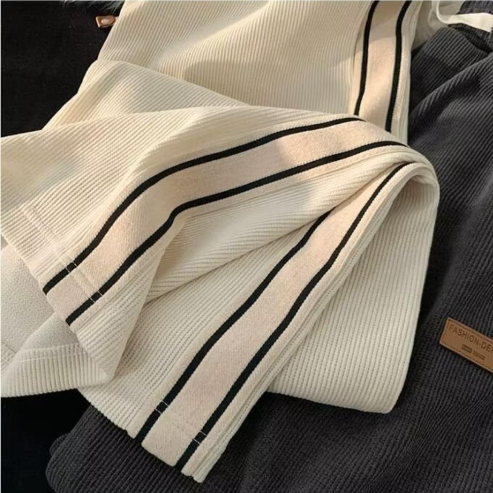 Trendy Corduroy Men's Pants Loose-fit Casual Style American Vintage Fleece-lined Sweatpants Autumn Season