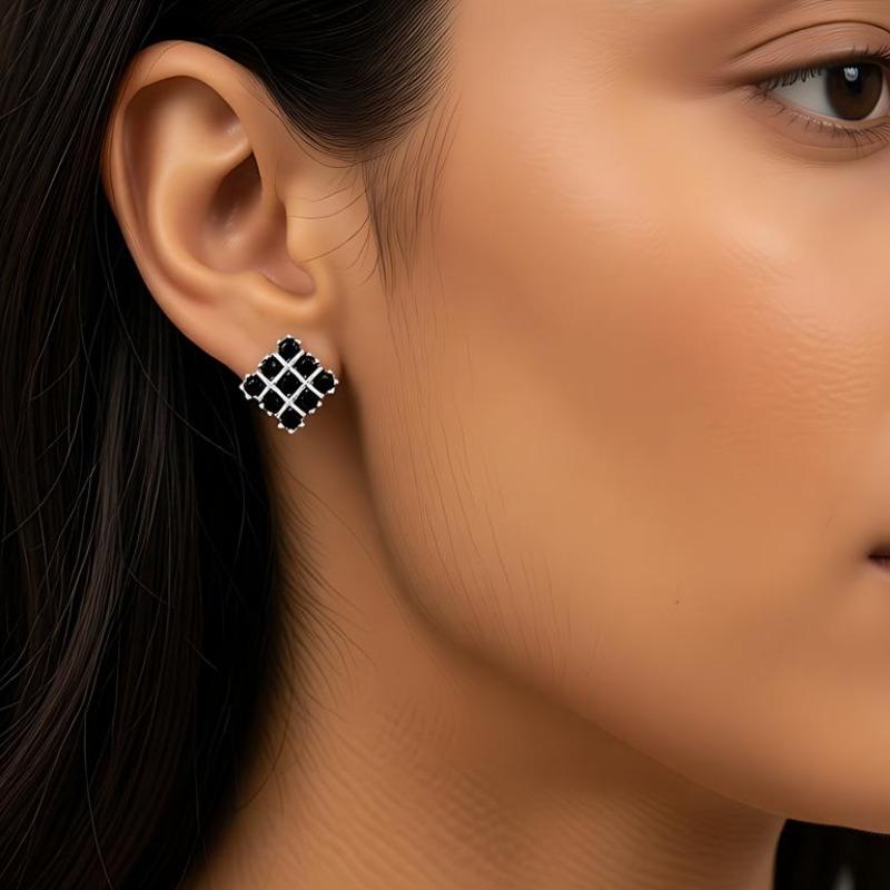 Black Awn Jewelry Black Jewelry Black Stone Hoop Earrings