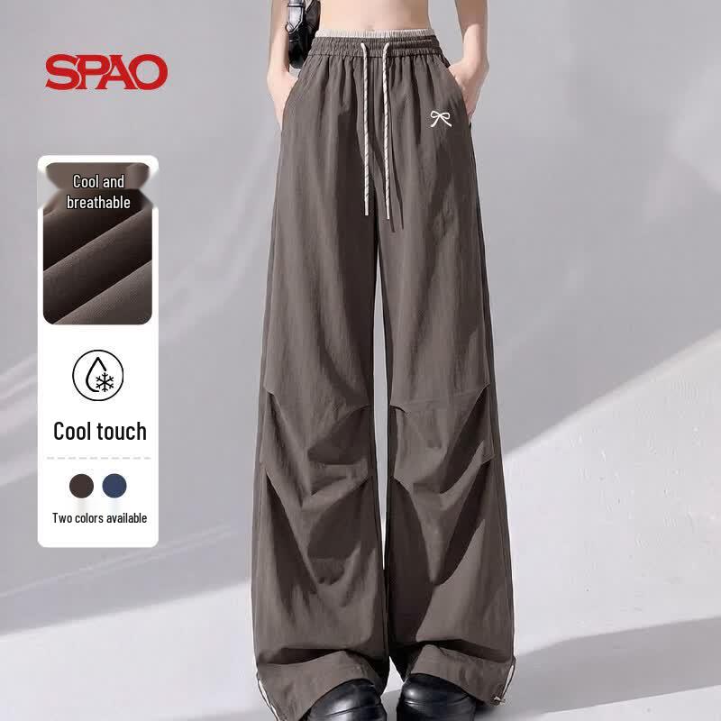 SPAO Women s Summer Cool-Feel Wide-Leg Parachute Pants M