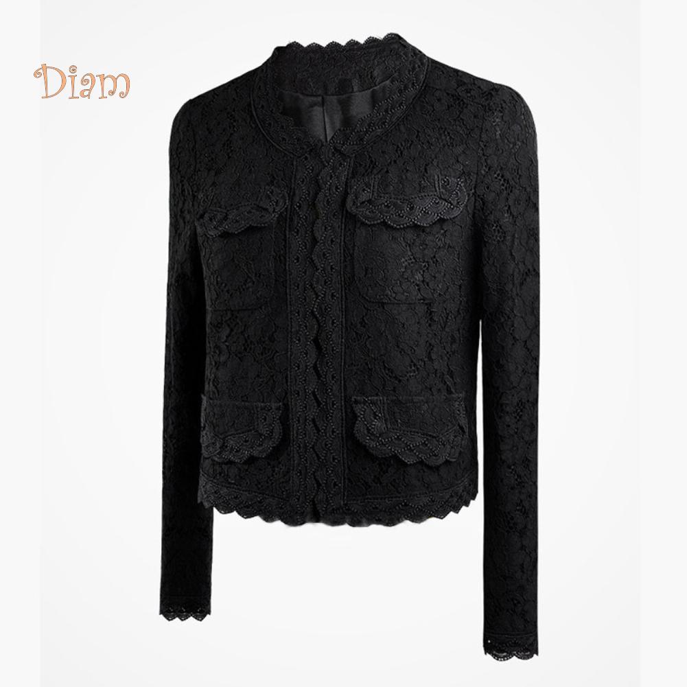 Top Fashion Women Floral Lace Long Sleeve Front Open Slim Short Cardigan Suit Coat