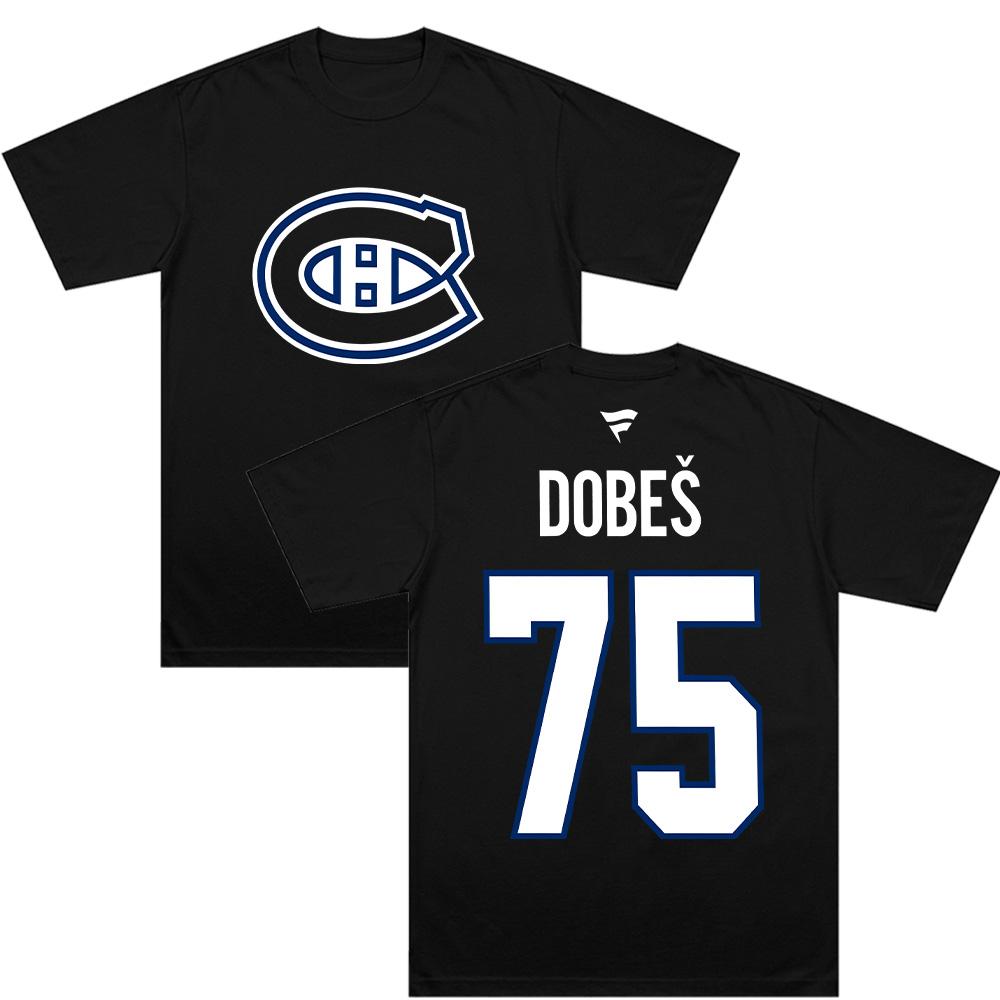 Jakub Dobes Montreal Canadiens Fanatics T Shirts Montreal Canadiens Name & Number Tops Fahsion Women Men Cotton Tee XS чёрный