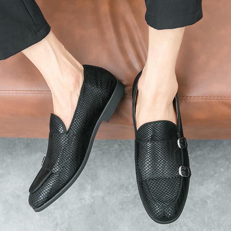 Advanced Snake Skin Pattern Design Handmade Production Comfortable Non-slip Men's Soft Casual High-quality Loafer Leather Shoes