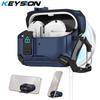 KEYSION Magnetic Automatic Switch Earphone Case for Samsung Galaxy Buds 3 Pro 3 FE Shockproof Phone Stand Hook Headphone Cover
