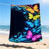 1pc Butterfly Print Outdoor Flannel Blanket , Machine Washable Perfect Gift for Birthday , Holiday Travel Accessory , Durable Material