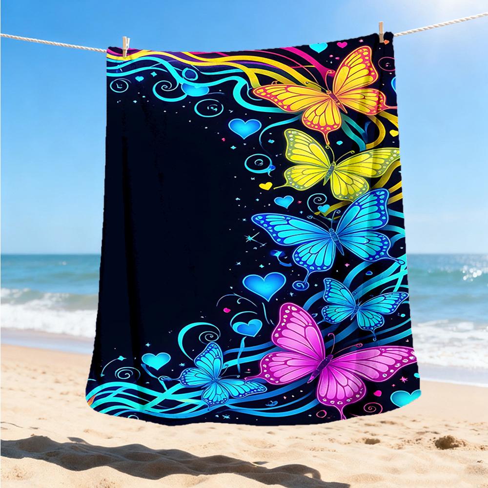 1pc Butterfly Print Outdoor Flannel Blanket , Machine Washable Perfect Gift for Birthday , Holiday Travel Accessory , Durable Material