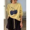 Dimanaf New 2025 Women Embroidery Fruit Hoodies & Sweatshirts Print Full Sleeve Autumn Basic Tops T-Shirt New Pullover