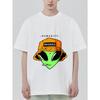 White T Shirt Alien with Bucket Hat and Swaghouse Text Humanity Print Casual Streetwear Fashion for Men and Women