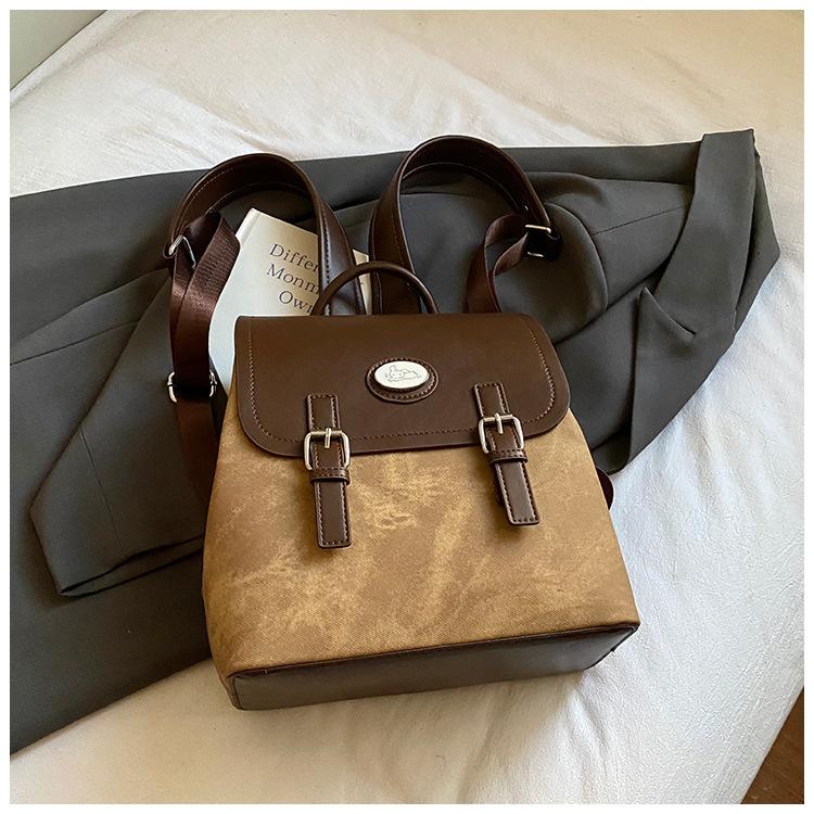 

Fashion commuter retro large capacity women s backpack 2025 autumn new college style class bag backpack коричневый