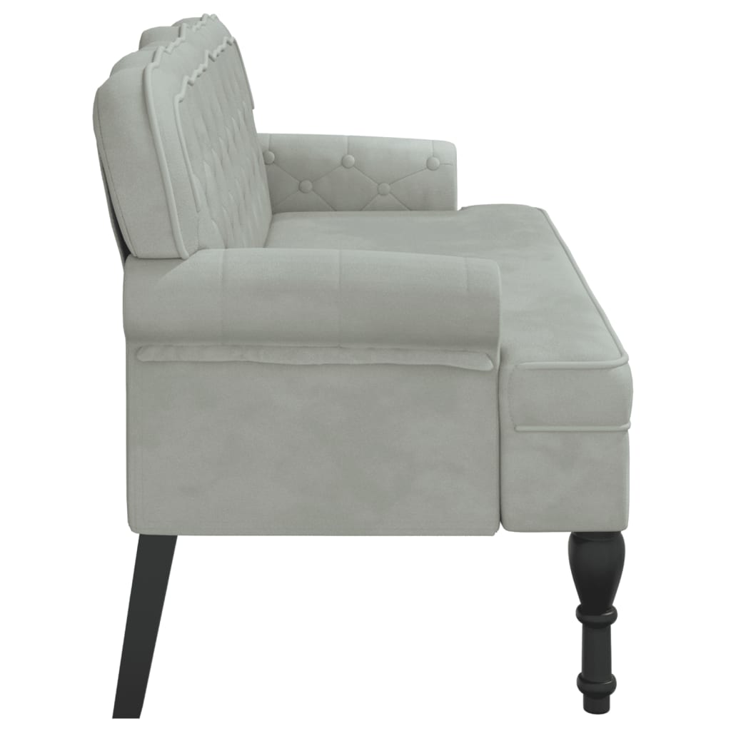 Bench with Backrest Light Grey 119.5 X 64.5 X 75 Cm Velvet