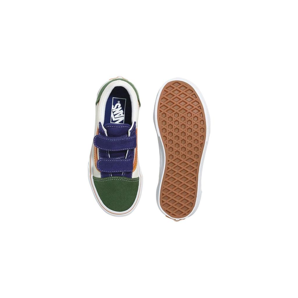 Vans Old Skool V Casual Comfortable Durable Breathable Low Top Kids Skate Shoes Kids sneaker White Green VN0A38HD6GL