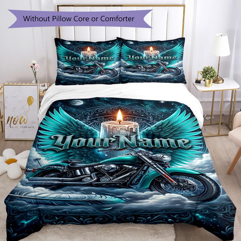 Motociclette Harley-Davidson Personalizza il tuo nome Set Biancheria da Letto Copripiumino Traspirante con Federe Decorazione per la Casa Regalo di Compleanno
