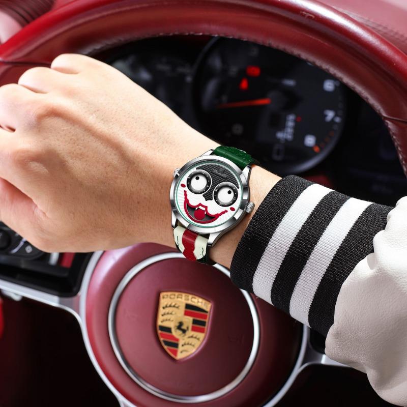 Top Brand Cross-border New Clown Men's Watch Fashion Personality Waterproof Belt Watch