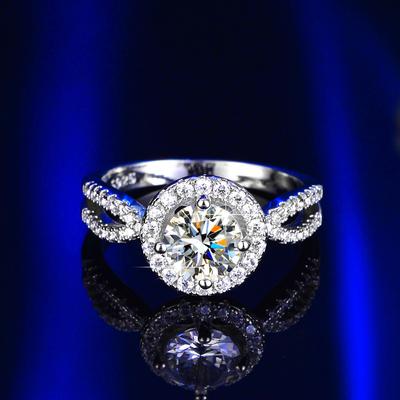 Fashion Moissanite Diamond White Gold Plated Ring Simulated Diamond One Carat Rings Women's Fine Jewelry