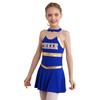 Girls Sleeveless Round Collar Letter Print Crisscross Straps Hollow Back Cheerleading Dance Dress