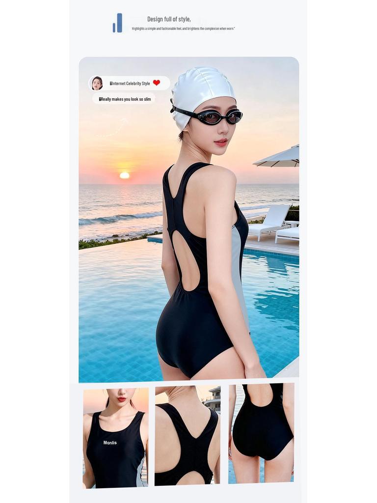 Women's Speedo Triangle One-Piece Conservative Swimsuit