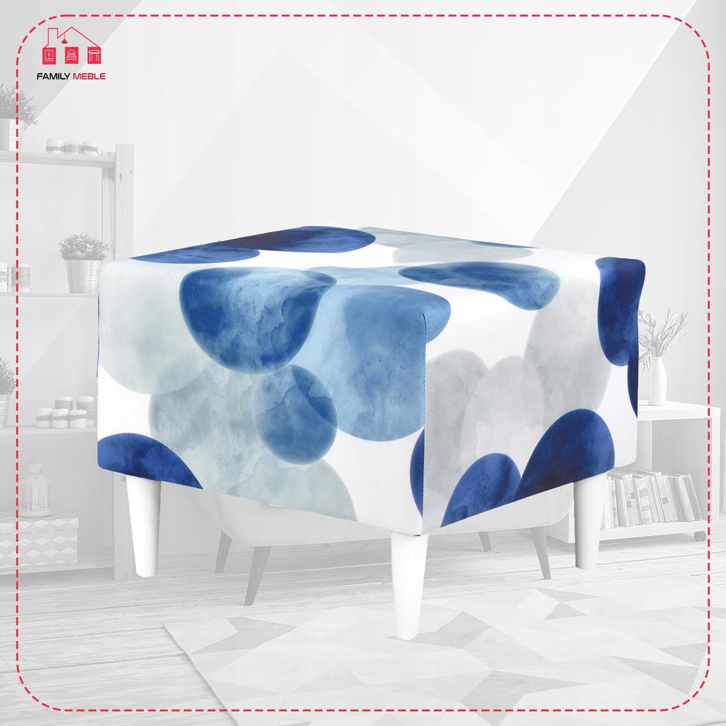 ARI PRINT Wing Chair with Footrest, Scandinavian Family Meble Blue Pas