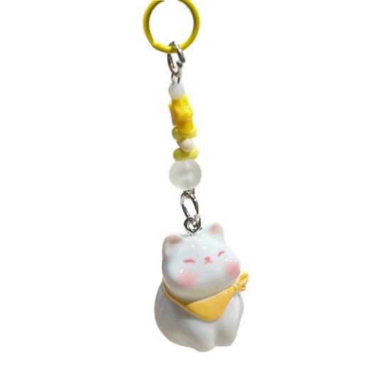 

Keychain Pendant 3D Cat Beads Design Mini Size Keyring Keys Bags C