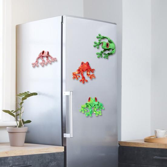 3D Printed Magnetic Frog Toy Movable Joints Frog Fridge Magnet Articulated Poseable Frog Model