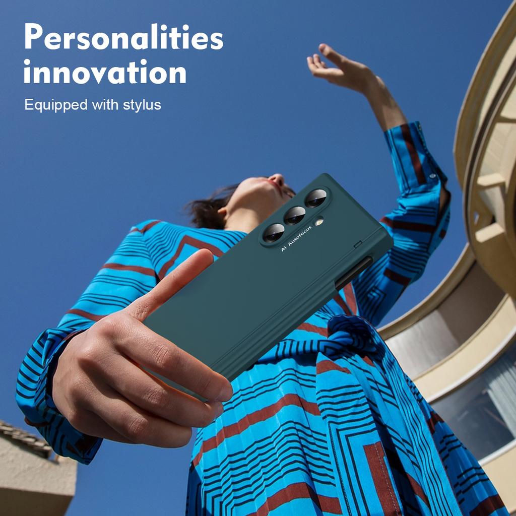 Macaron Style Frosted Hard PC Cover Case For Samsung Galaxy Z Fold 7 6 5 4 3 2 with Glass Screen Protector Touch Pen