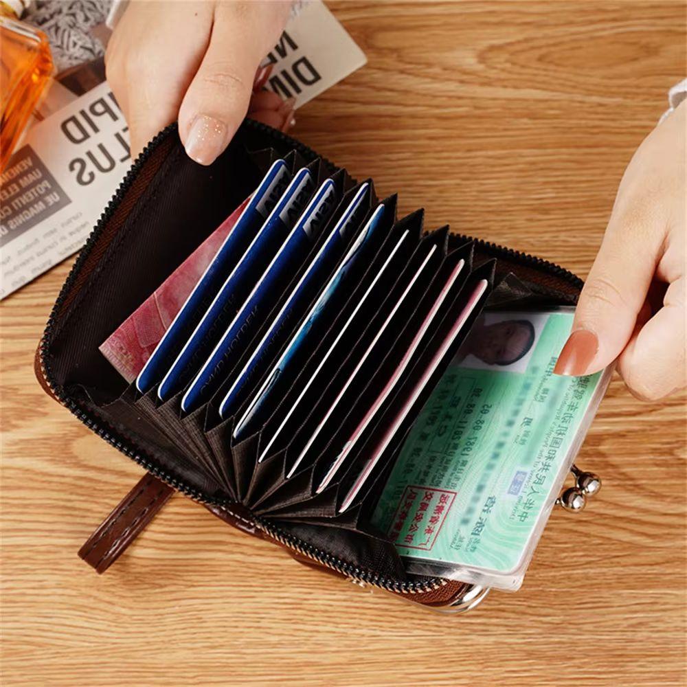Luxury Vintage Women Wallet Small Leather Coin Purse Multi Card Pocket Double Zipper Card Holder Lady Clutch Bag With Wristlet