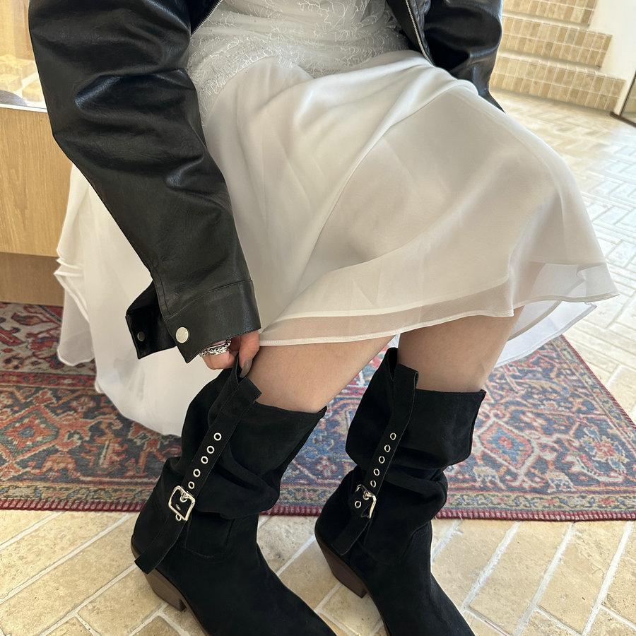 2025 new fashionable retro western cowboy boots women's pointed thick heel medium boots versatile and thin fashion short boots