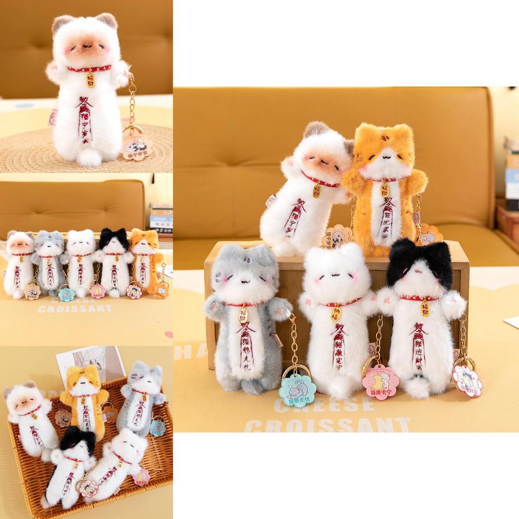 Plush Cat Keychain With Cute Charm For Backpack Decor Girls Gift