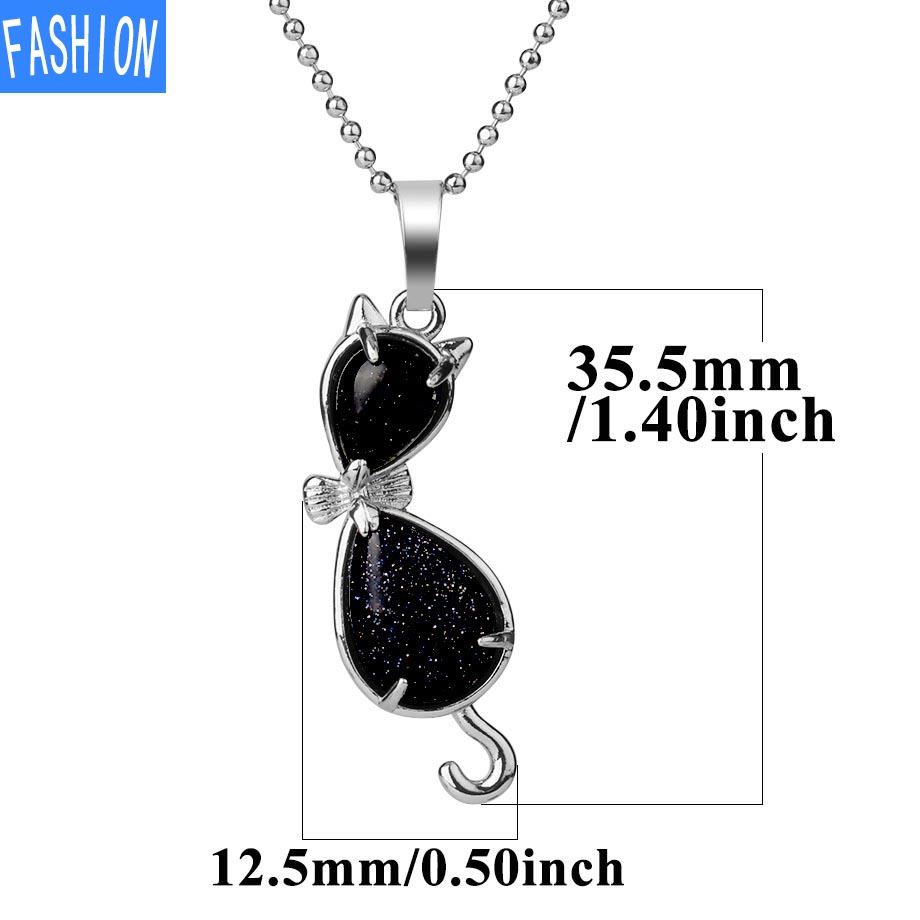European And American Personality Amethyst Necklace Animal Cat Abstract Inlaid Natural Stone Pendant