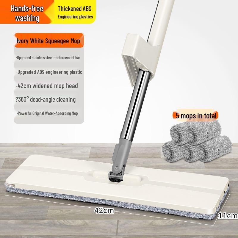 Large Hands-Free Wet & Dry Flat Mop with Squeegee