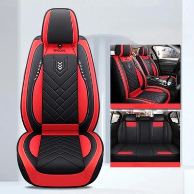 Universelle 5-Sitzer Autositzbezüge: Vollständig abdeckende PU-Lederbezüge mit elegantem Zweifarben-Design, passgenau für die meisten Limousinen & SUVs
