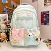 Backpack Large Capacity With Transparent Compartment Design And Plush Dog Decor