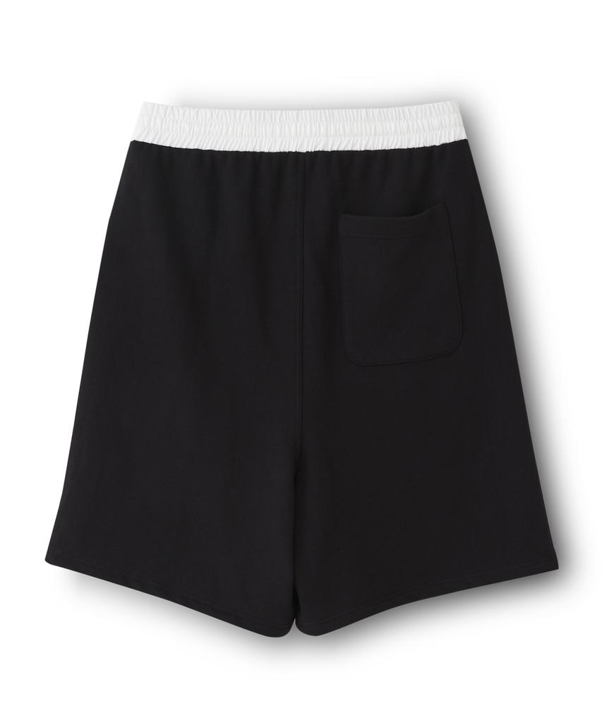 HYII Unisex Color Block Waistband Sweat Shorts [Black]