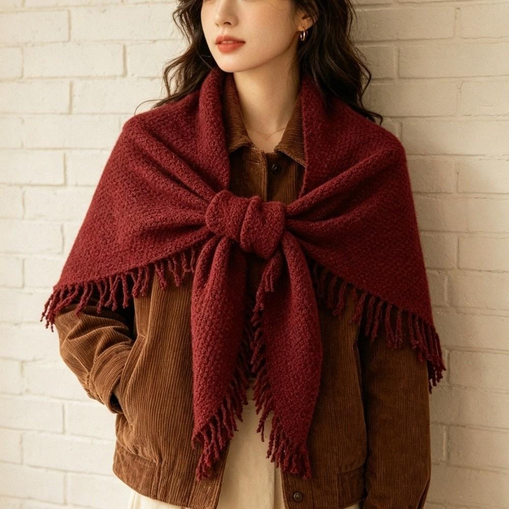 Warm Knitted Scarf Wool‑Blend Wrap Shawl Elegant Neck Warmer  Casual