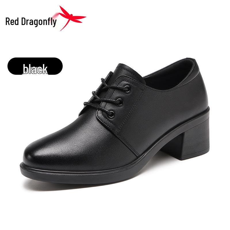 

Red Dragonfly Women s Genuine Leather Chunky Heel Autumn Pumps - Soft Sole, Height-Boosting, High Heel Commuting Shoes. 36