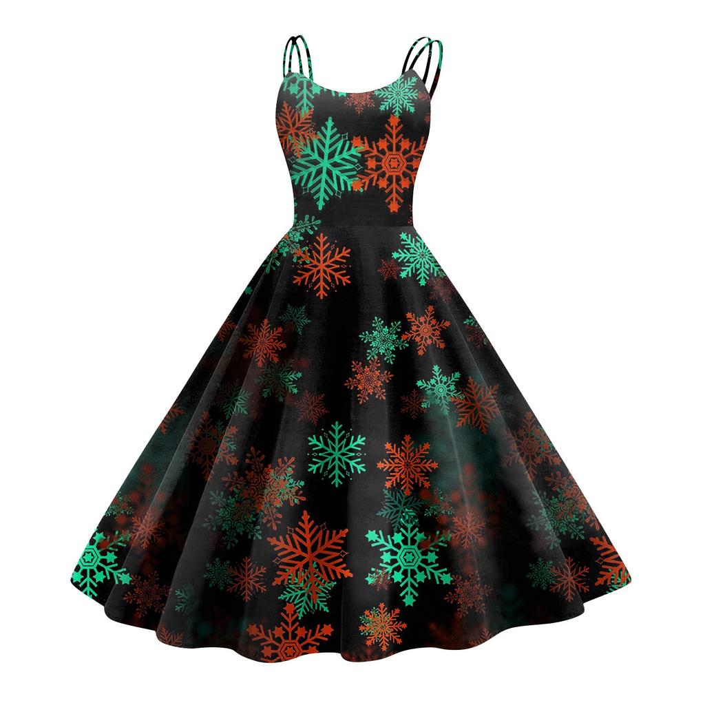 Women's Fashion Sexy Strapless Gothic Cocktail Christmas Graphic Printed Vintage Long Dresses