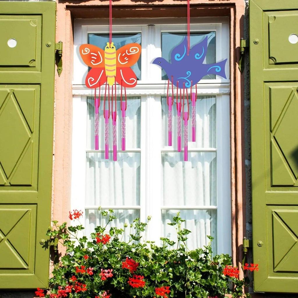 Christmas Butterfly Pirate Wooden Wind Chime for Kids DIY Classroom Hanging Craft Decora