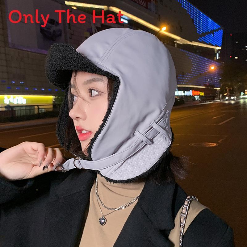 

Зимняя шапка с защитой ушей, утолщенная, из полиэстера, для женщин, для активного отдыха на улице серый