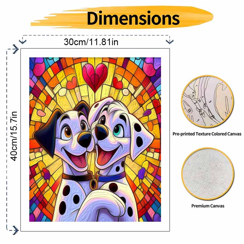 Disney DIY Painting Kit Dalmatian Dog Stained Glass Classic Style Home Decor Craft Gift Idea Art Canvas Wall Decor Painting Painting