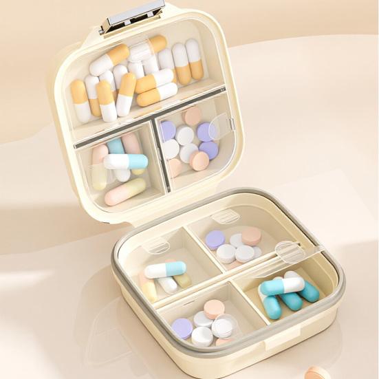 Pillendose mit 7 Fächern Doppelstöckiges Design Feuchtigkeitsdichter Verschluss Und Schiebender Zeitmarkierer Organizer für Reisen