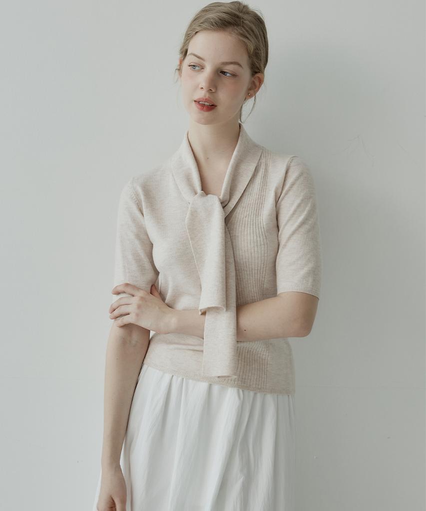 HYBERNAT Merino Wool Knit Top Pink Beige