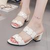 2025 Large Size Fashion Women's Shoes Korean Version Trend Thin Open-toed Thick Heel High Heels Sandals Women's Summer
