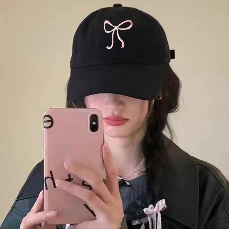 Bow Tie Baseball Cap Female Big Head Baseball Cap American Wide Brim Retro Trend Embroidery Duck Tongue Cap