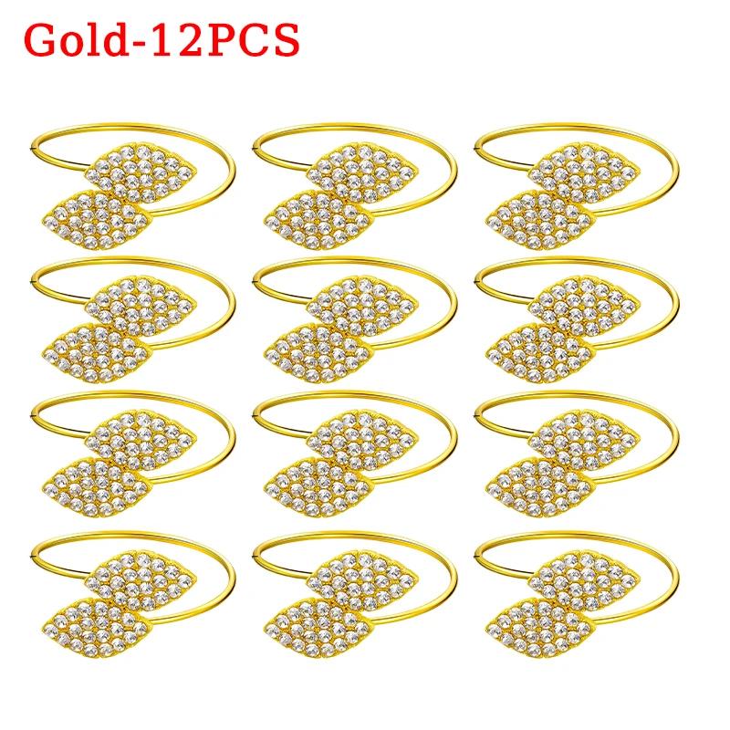 96pc Wedding Napkin Ring Table Decoration Party Rhinestone Napkin Wedding Napkin Holder Rings Hotel Buckles Banquet Leaves Shape
