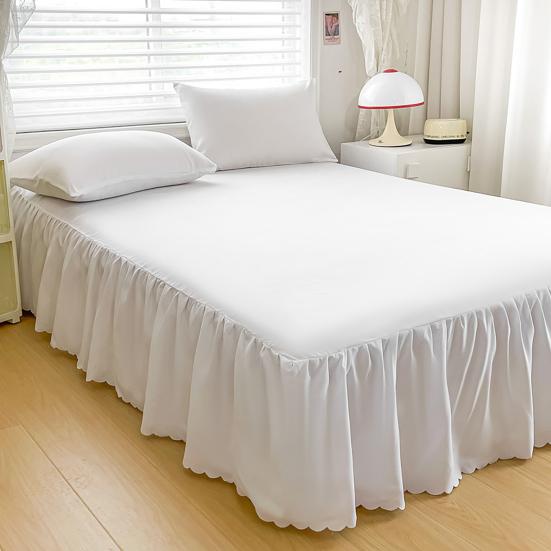 Ruffled Bed Skirt King Size Bed Skirt with Platform Queen Size Wrinkle-Free Fade Resistant Bed Skirt for Bedroom Hotel Women Men